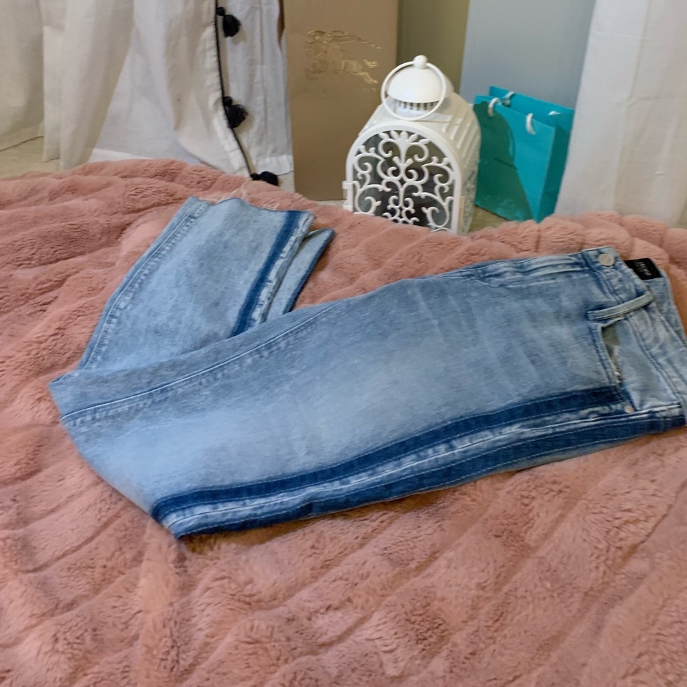 Tuxedo stripe light wash jeans